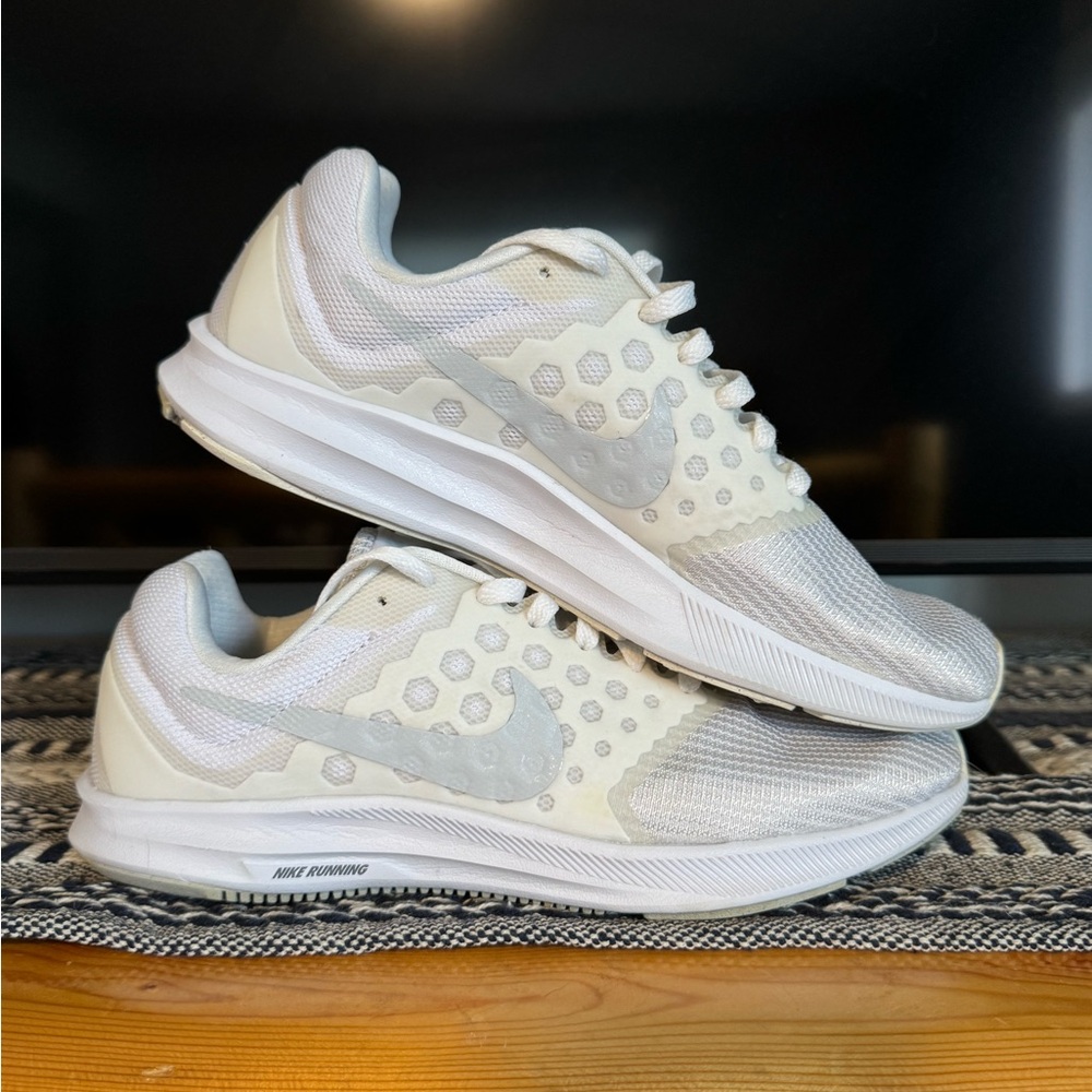 White and Gray Nike Running Shoes - Women’s 7